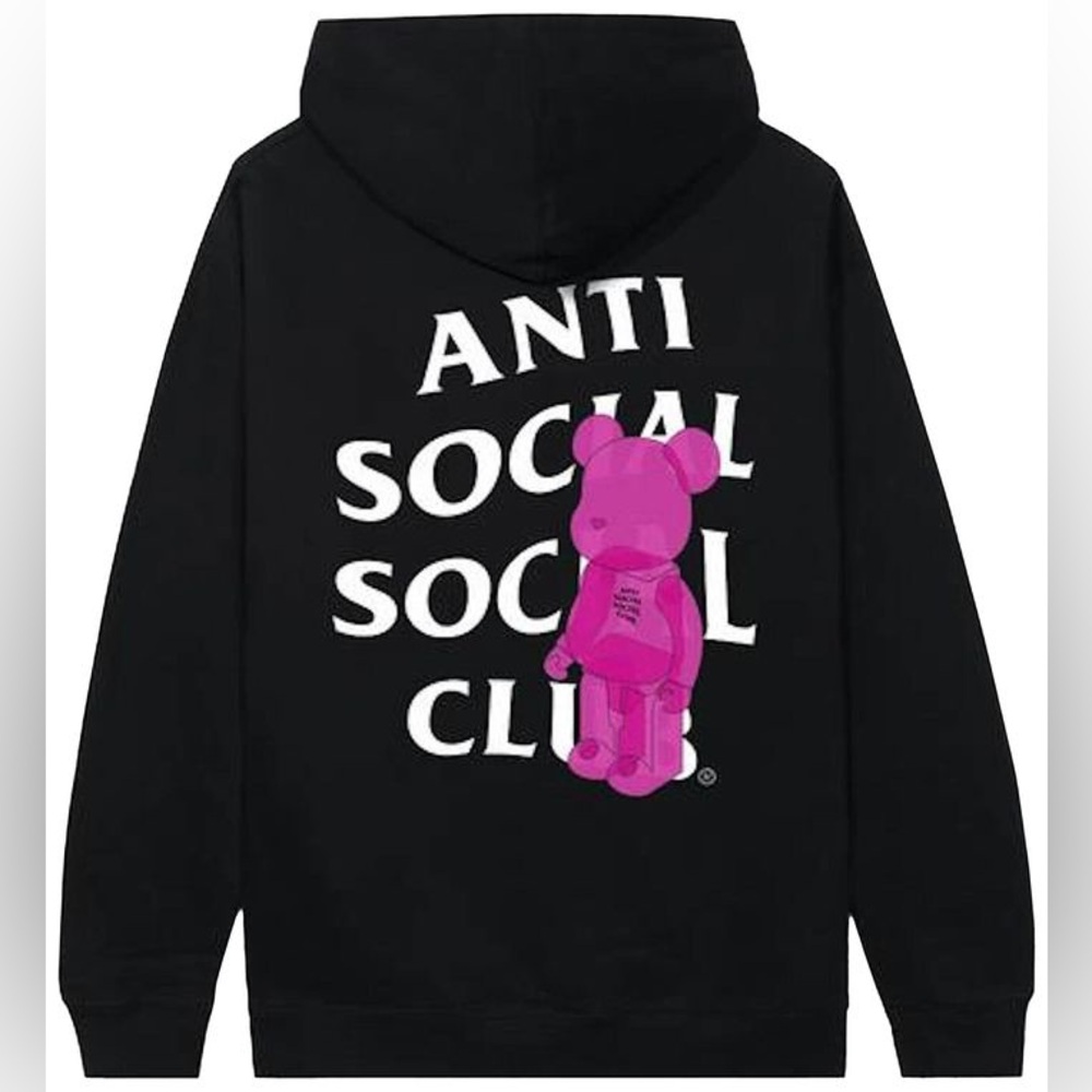 Anti Social Social Club Pink Bearbrick Black Hoodie- S